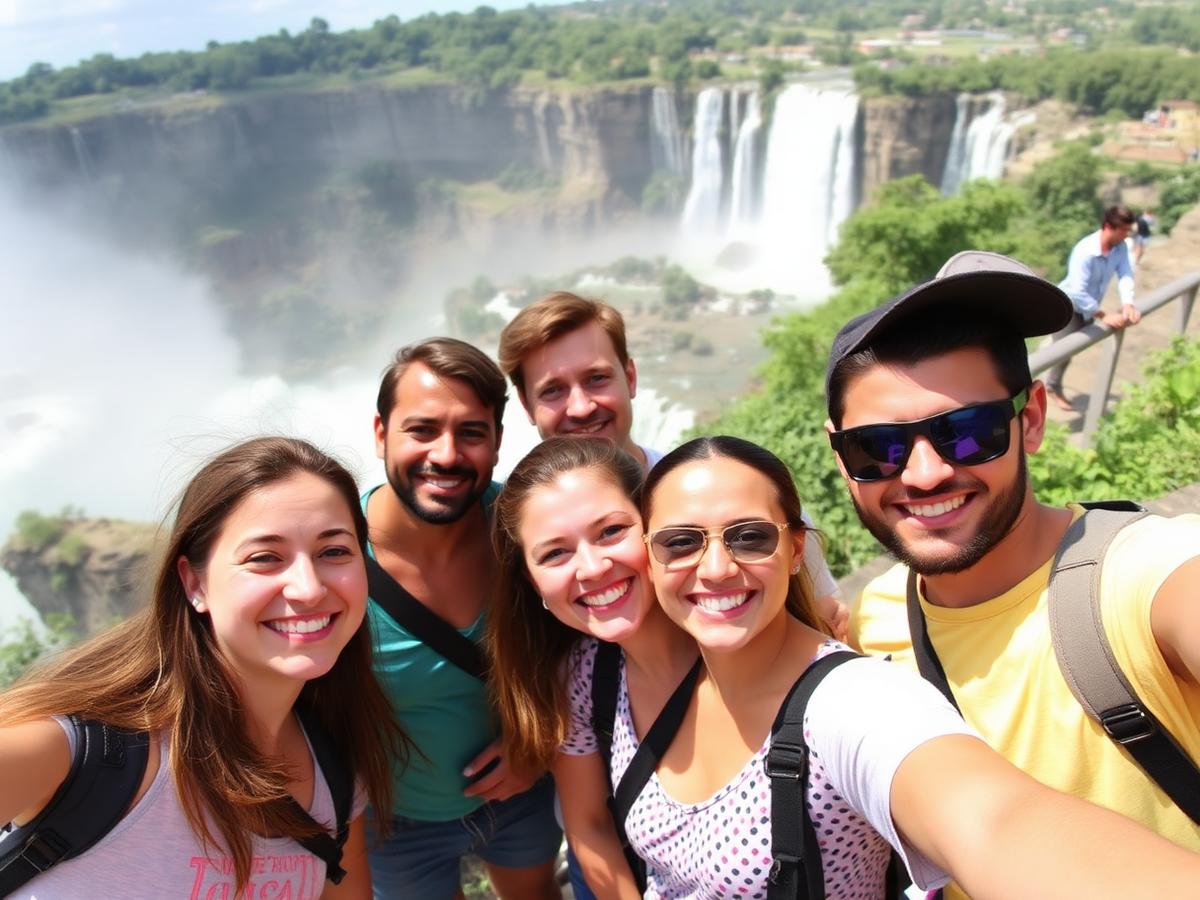Grupo de viajantes em Foz do Iguaçu